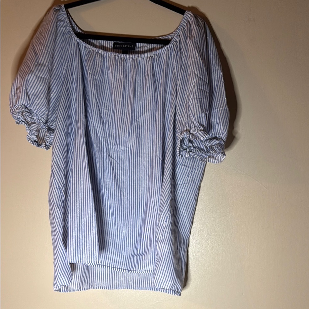 Lane Bryant Blue Puff Sleeve Blouse